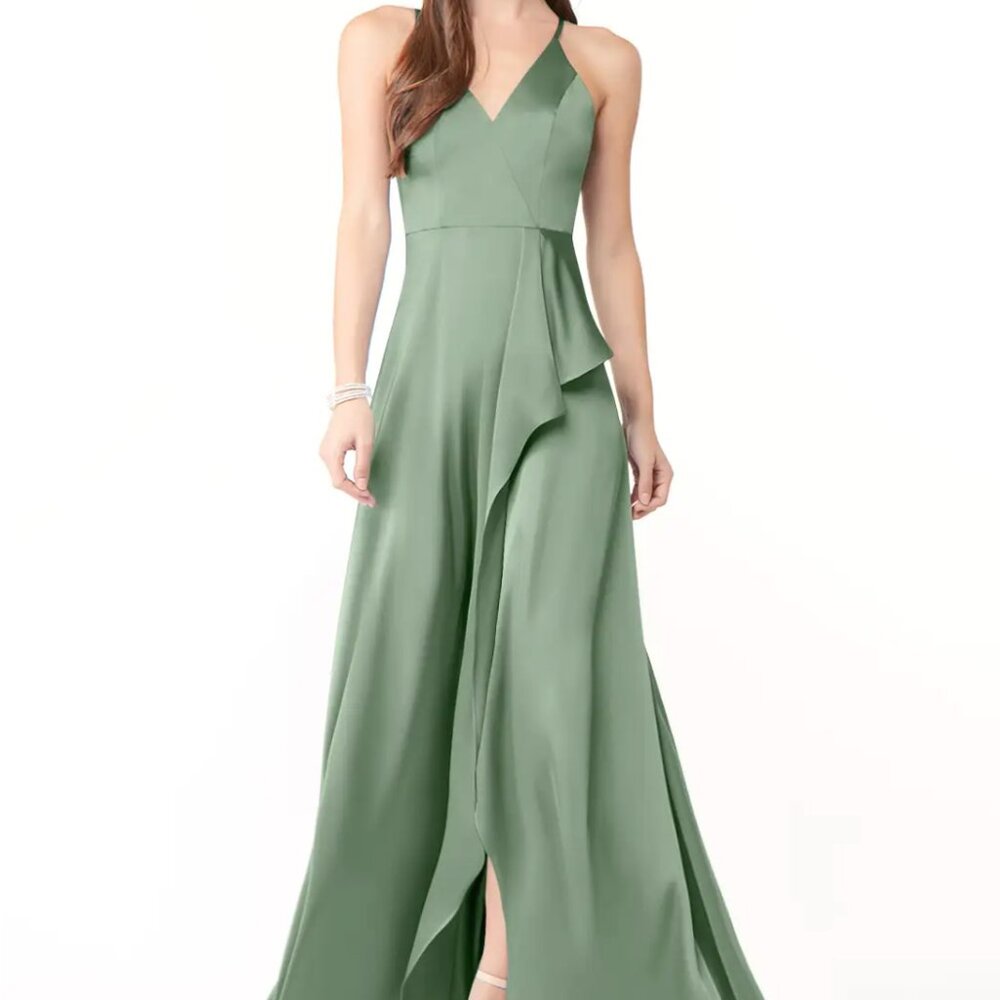 Azazie Harpie Bridesmaid Dress - MATCHA - SZ 6 (Womens) - LENGTH ALTERED